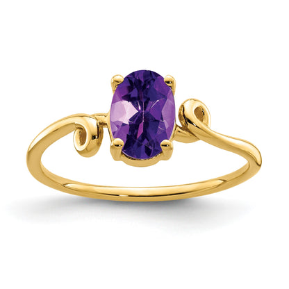 14k 7x5mm Oval Amethyst Twist Ring