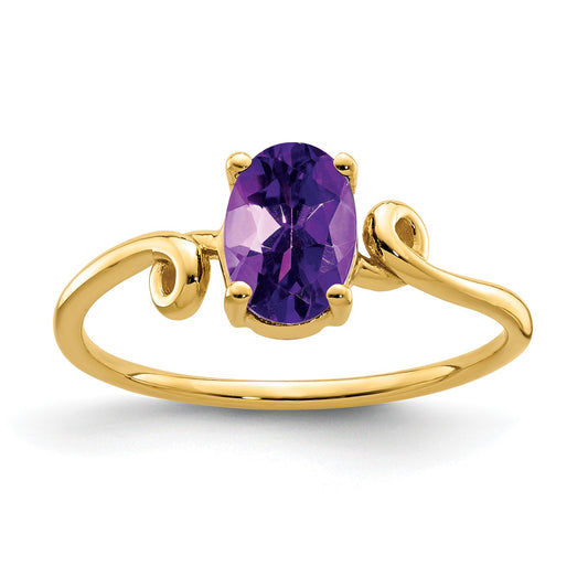 14k 7x5mm Oval Amethyst Twist Ring