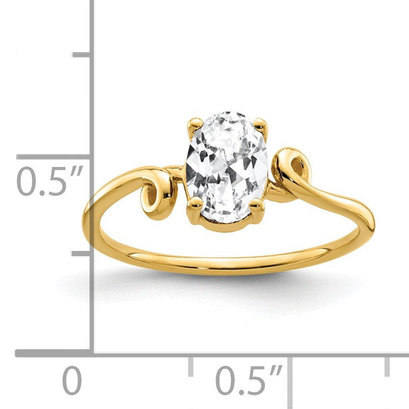 14k 7x5mm Oval Cubic Zirconia Ring