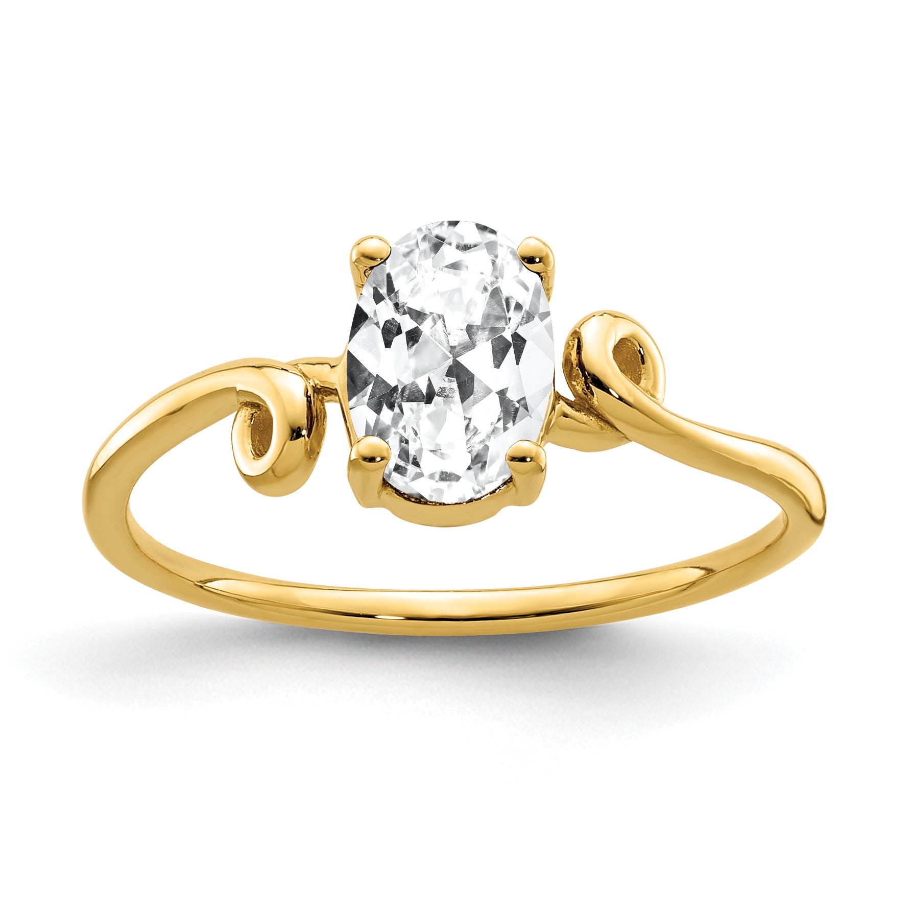 14k 7x5mm Oval Cubic Zirconia Ring