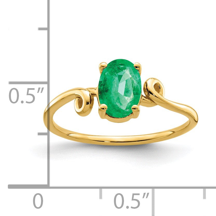 14k 7x5mm Oval Emerald Twisted Ring