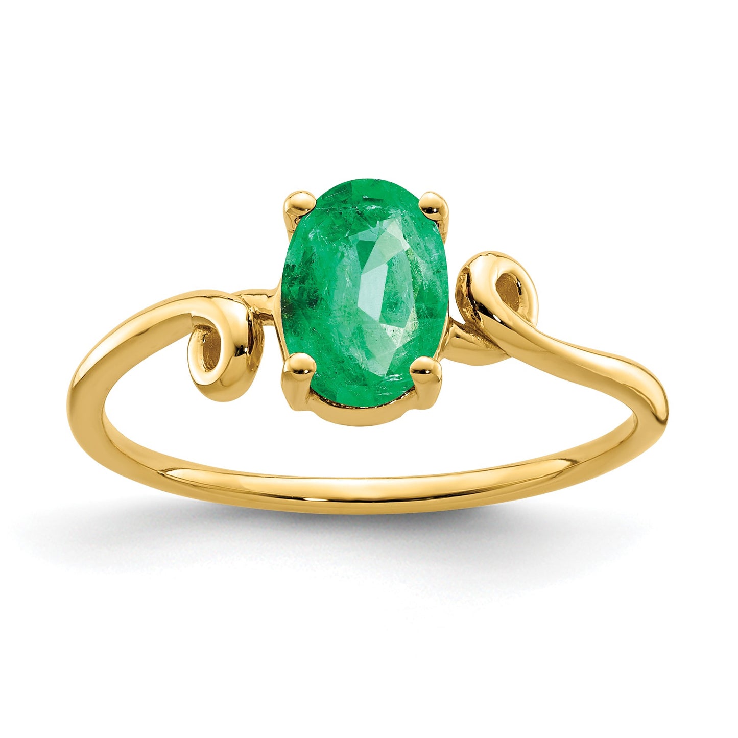 14k 7x5mm Oval Emerald Twisted Ring