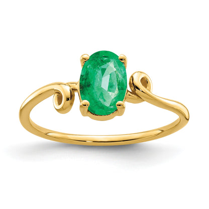 14k 7x5mm Oval Emerald Twisted Ring