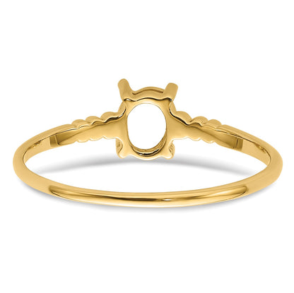14k Holds 6x4mm Oval Gemstone Ring Mounting