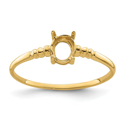 14k Holds 6x4mm Oval Gemstone Ring Mounting