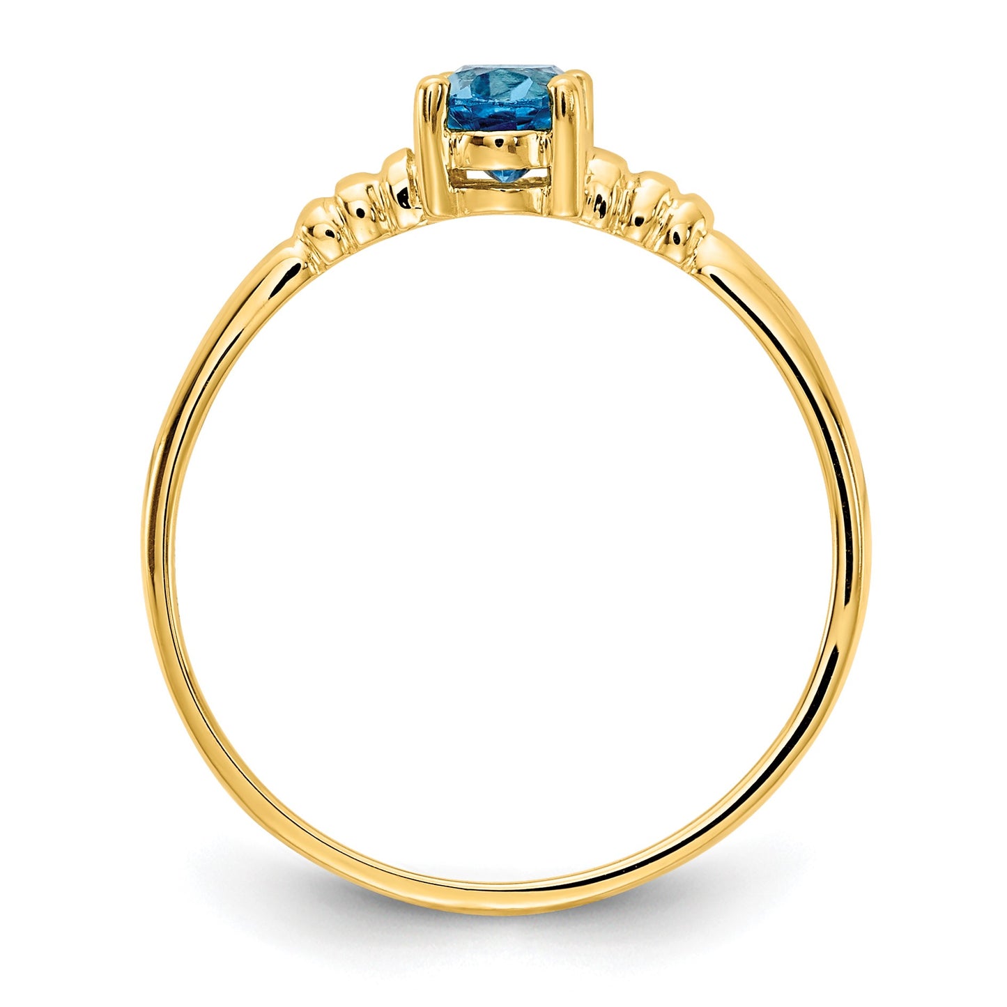 14k 6x4mm Oval Blue Topaz Ring