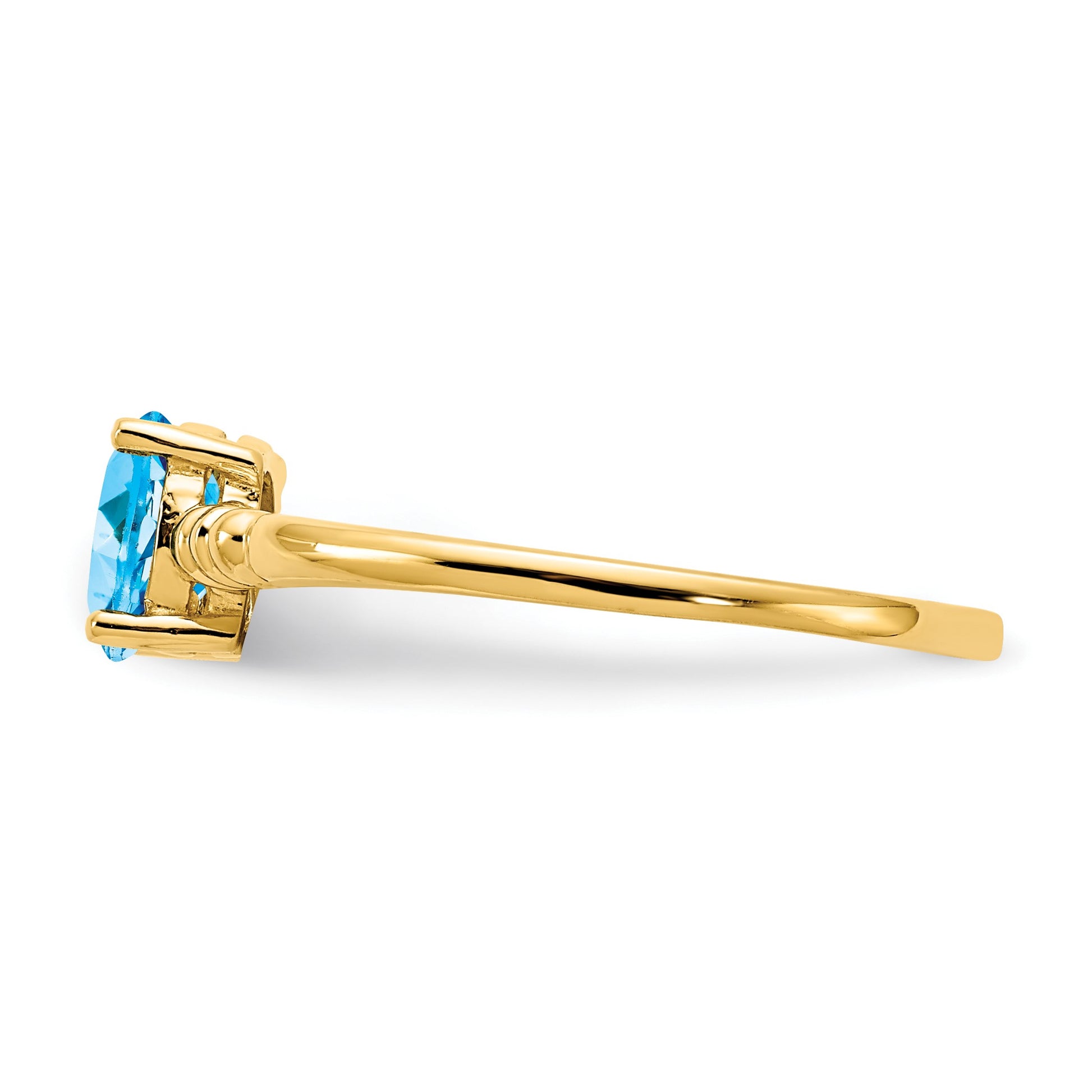 14k 6x4mm Oval Blue Topaz Ring