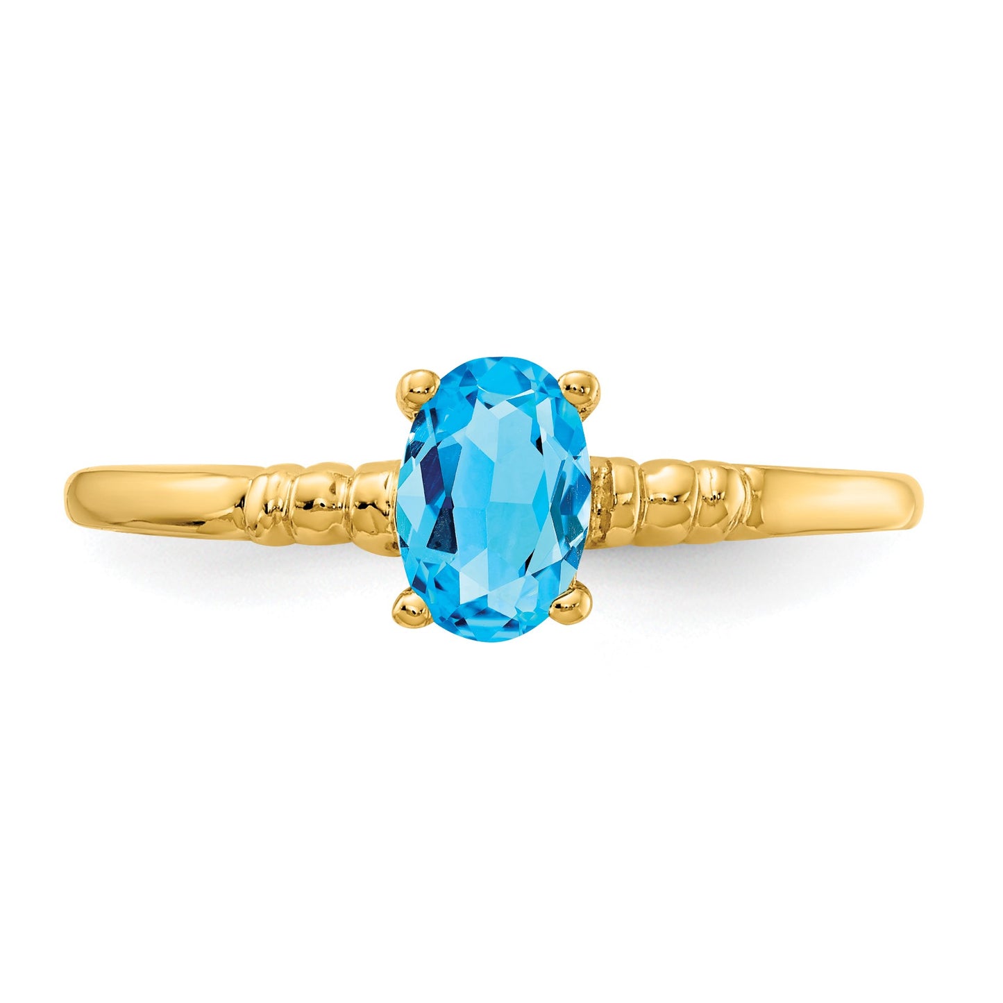 14k 6x4mm Oval Blue Topaz Ring