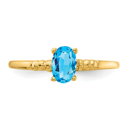 14k 6x4mm Oval Blue Topaz Ring