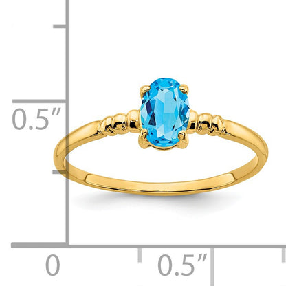14k 6x4mm Oval Blue Topaz Ring