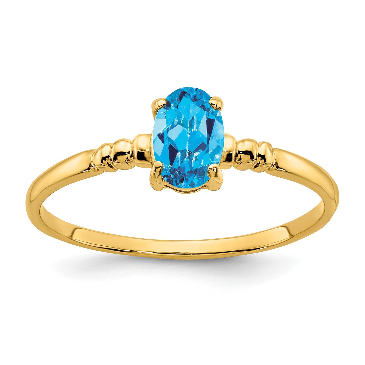 14k 6x4mm Oval Blue Topaz Ring