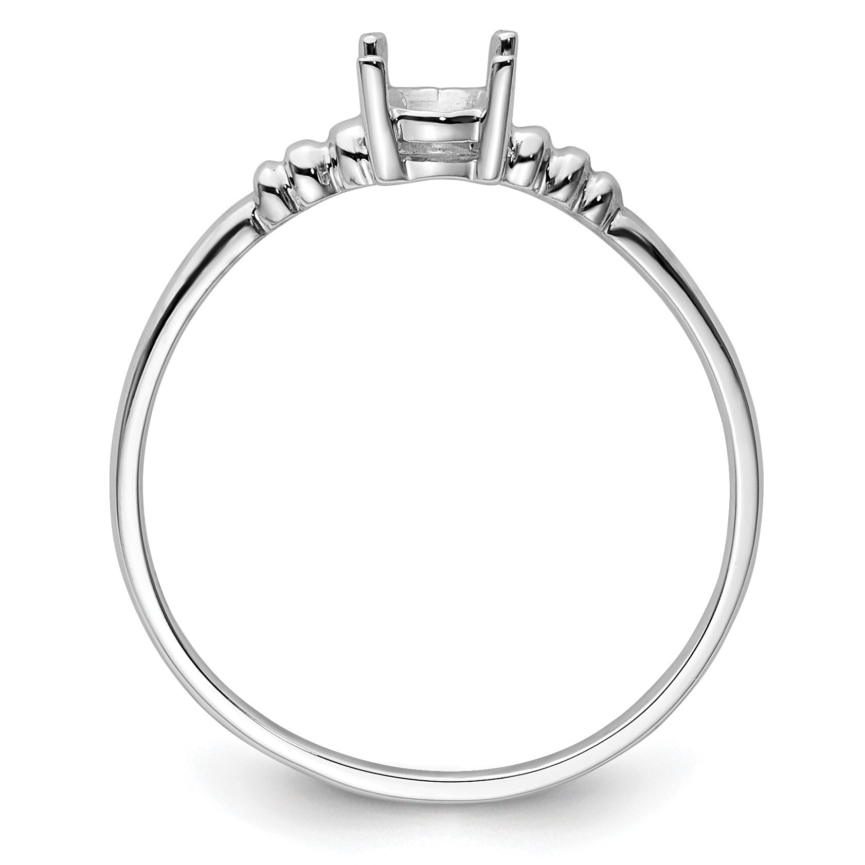 14k White Gold Holds 6x4mm Oval Gemstone Ring Mounting