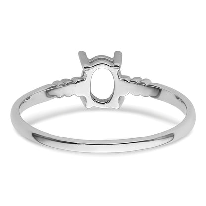 14k White Gold Holds 6x4mm Oval Gemstone Ring Mounting