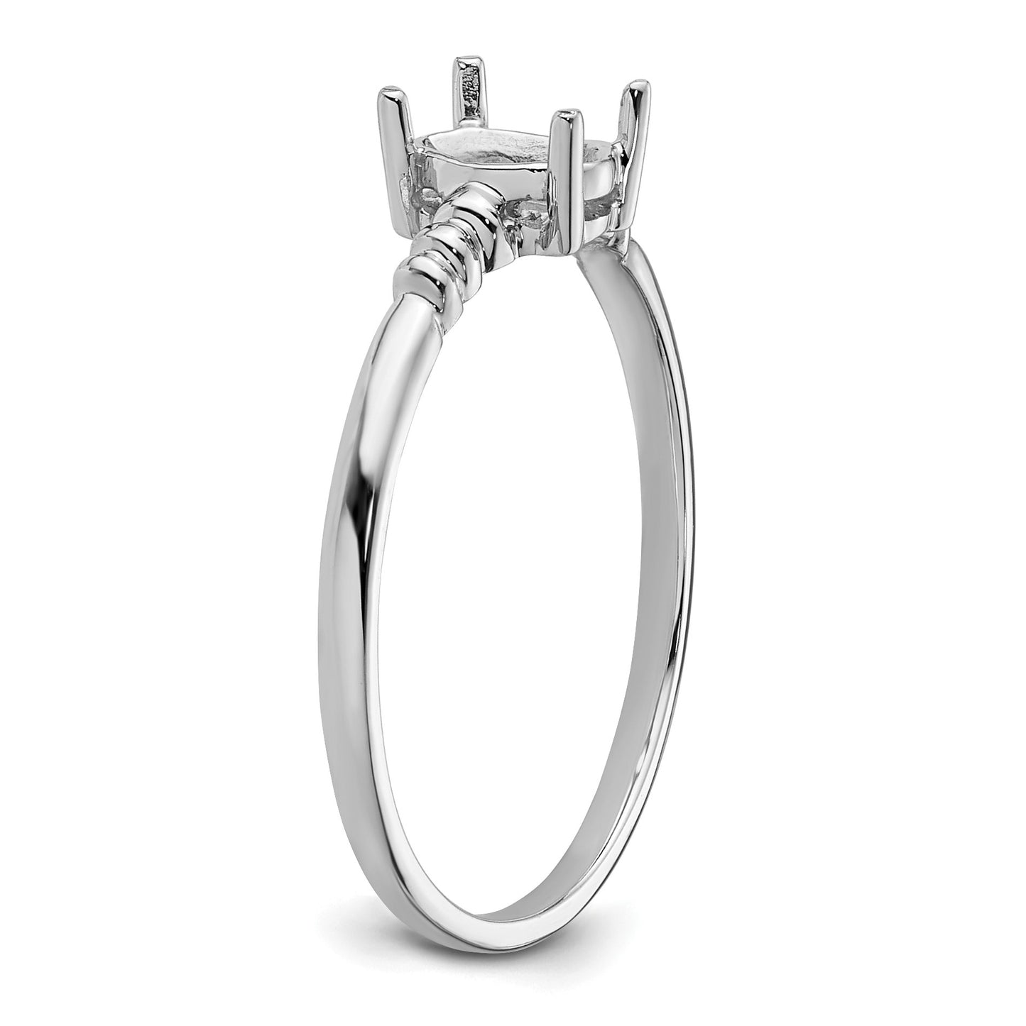 14k White Gold Holds 6x4mm Oval Gemstone Ring Mounting