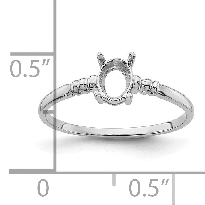 14k White Gold Holds 6x4mm Oval Gemstone Ring Mounting