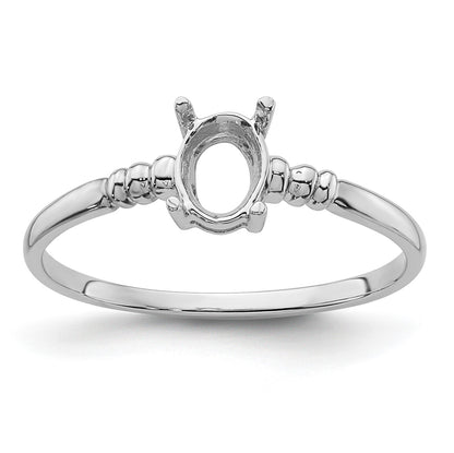14k White Gold Holds 6x4mm Oval Gemstone Ring Mounting