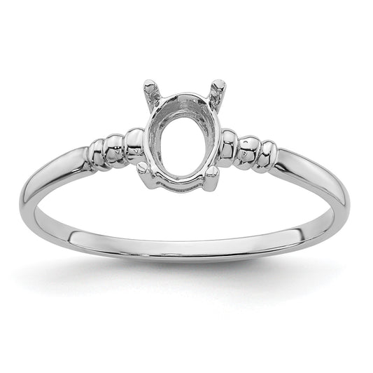 14k White Gold Holds 6x4mm Oval Gemstone Ring Mounting
