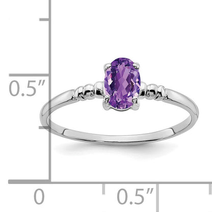14k White Gold 6x4mm Oval Amethyst Ring