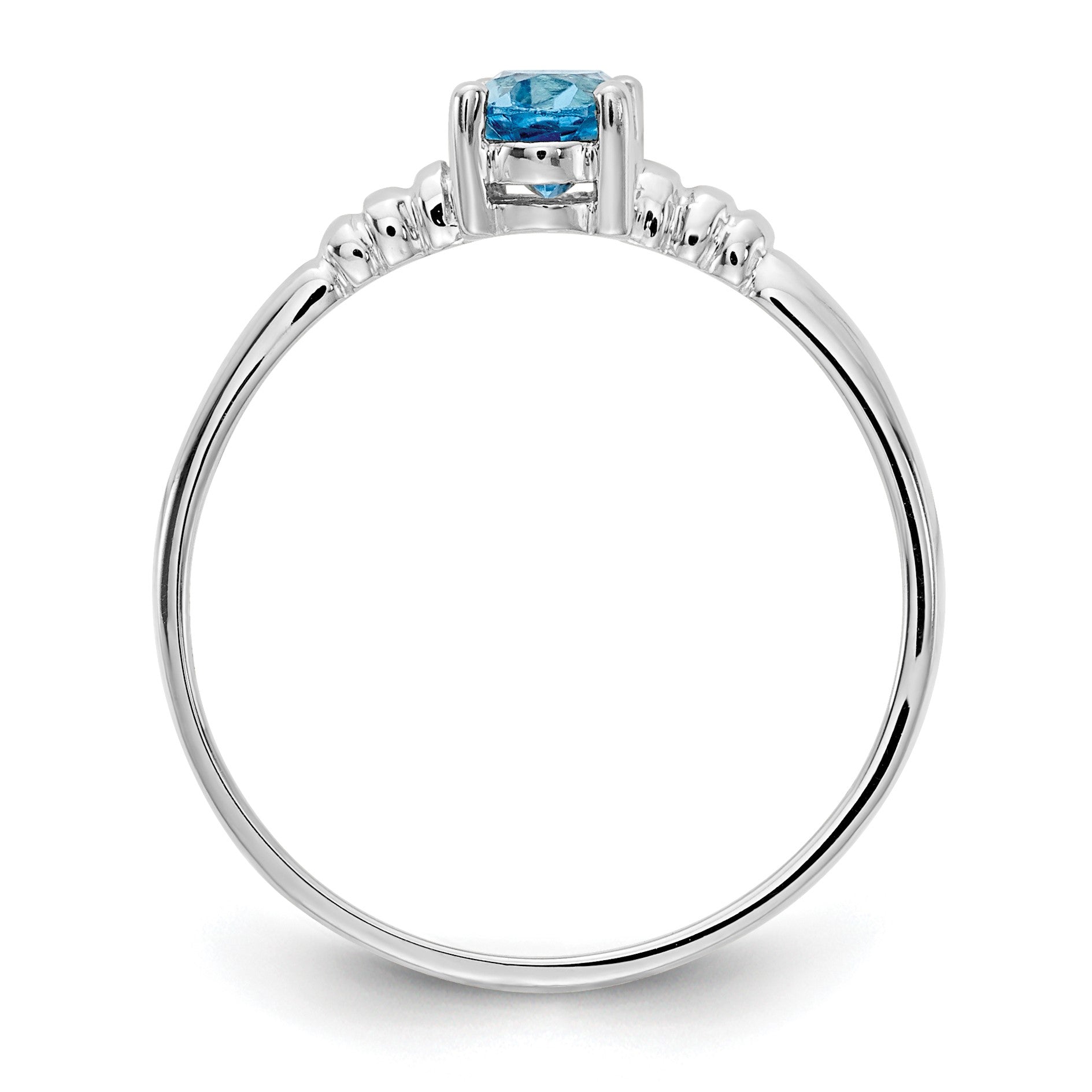 14k White Gold 6x4mm Oval Blue Topaz Ring