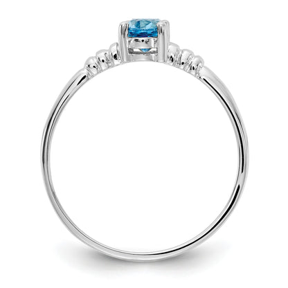 14k White Gold 6x4mm Oval Blue Topaz Ring