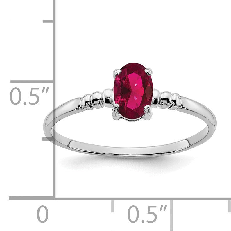 14k White Gold 6x4mm Oval Lab-Created Ruby Ring