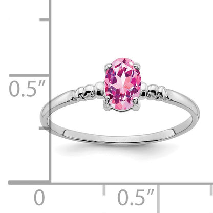 14k White Gold 6x4mm Oval Pink Sapphire Ring
