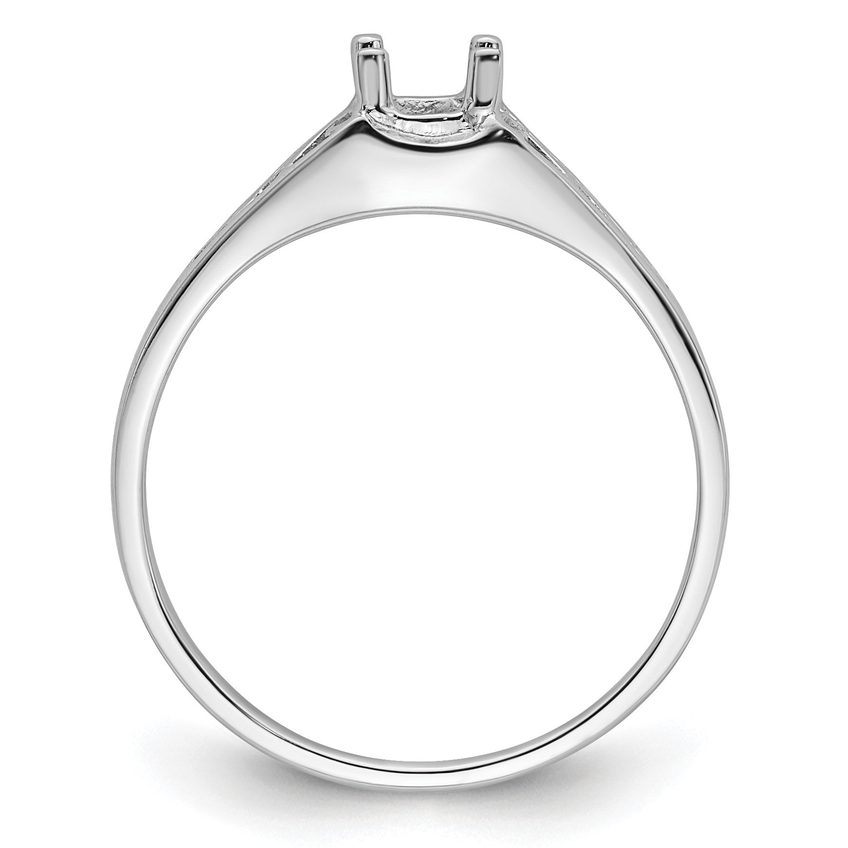 14k White Gold Holds 6x4mm Oval Gemstone Filigree Ring Mounting