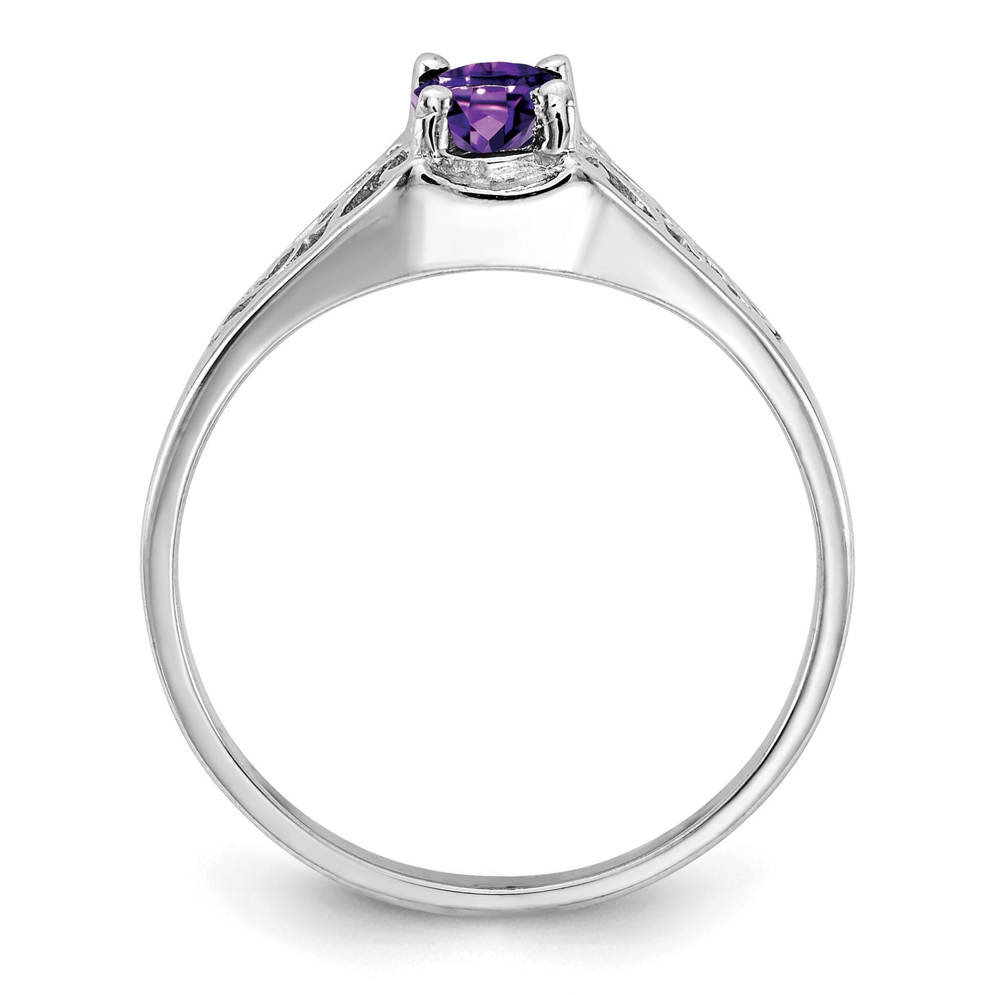 14k White Gold 6x4mm Oval Amethyst Filigree Ring