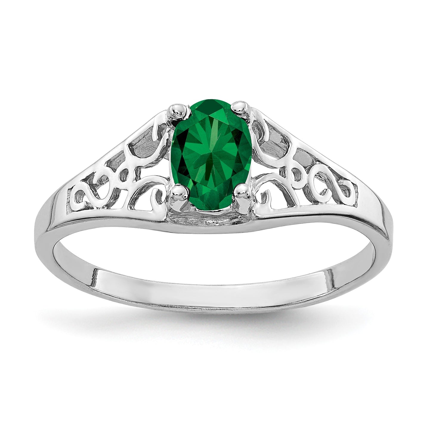 14k White Gold 6x4mm Oval Mount St. Helens Filigree Ring