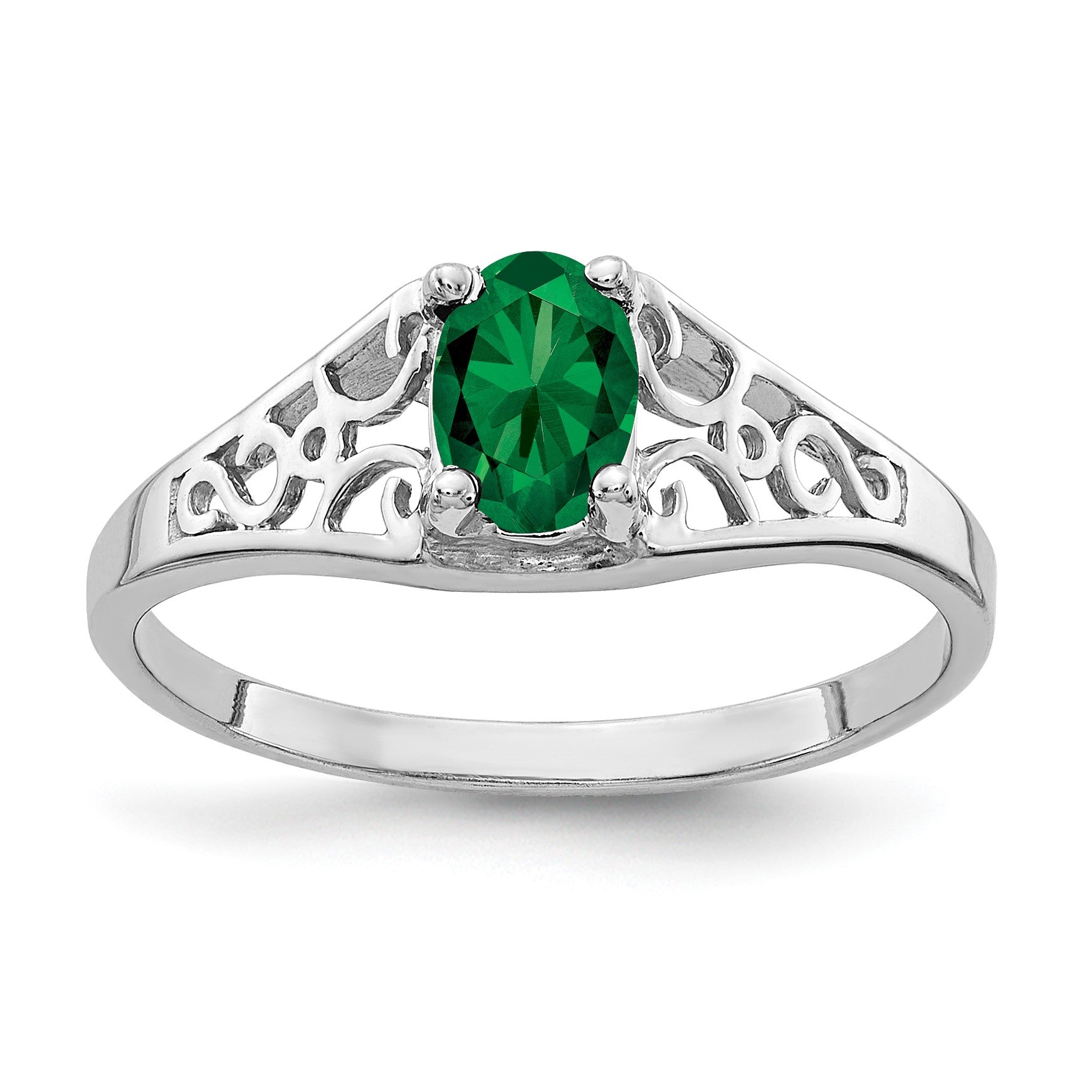 14k White Gold 6x4mm Oval Mount St. Helens Filigree Ring