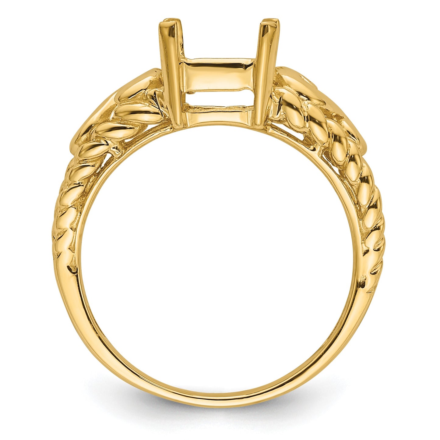 14k Holds 8x6mm Emerald-cut Gemstone Ring Mounting