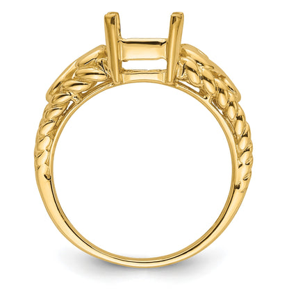 14k Holds 8x6mm Emerald-cut Gemstone Ring Mounting