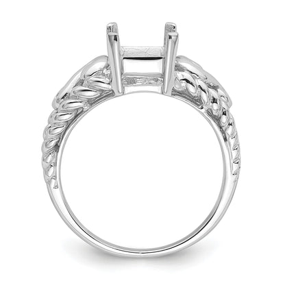 14k White Gold Holds 1-8x6mm Emerald-cut Gemstone Ring Mounting