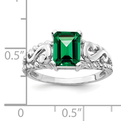 14k White Gold 8x6mm Emerald-cut Mount St. Helens Ring