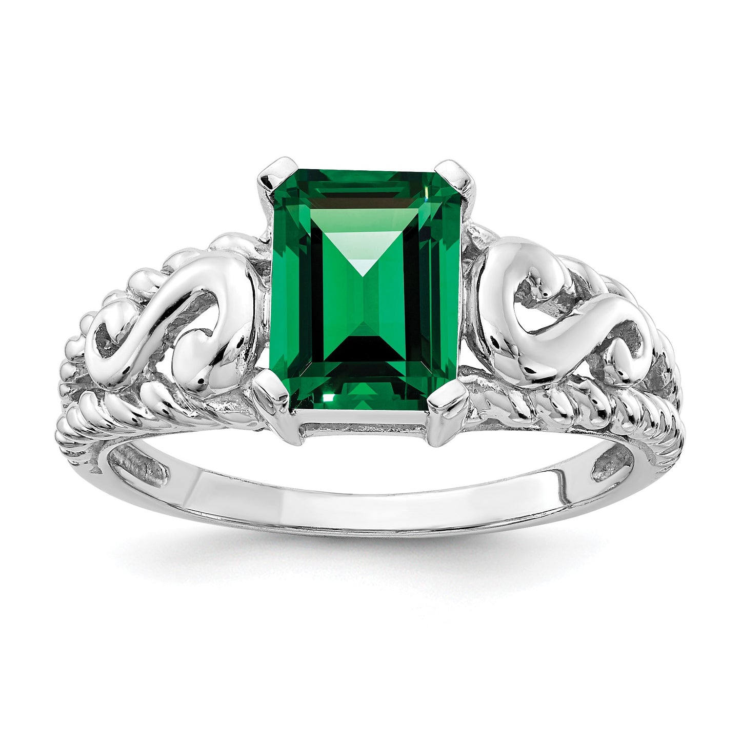 14k White Gold 8x6mm Emerald-cut Mount St. Helens Ring