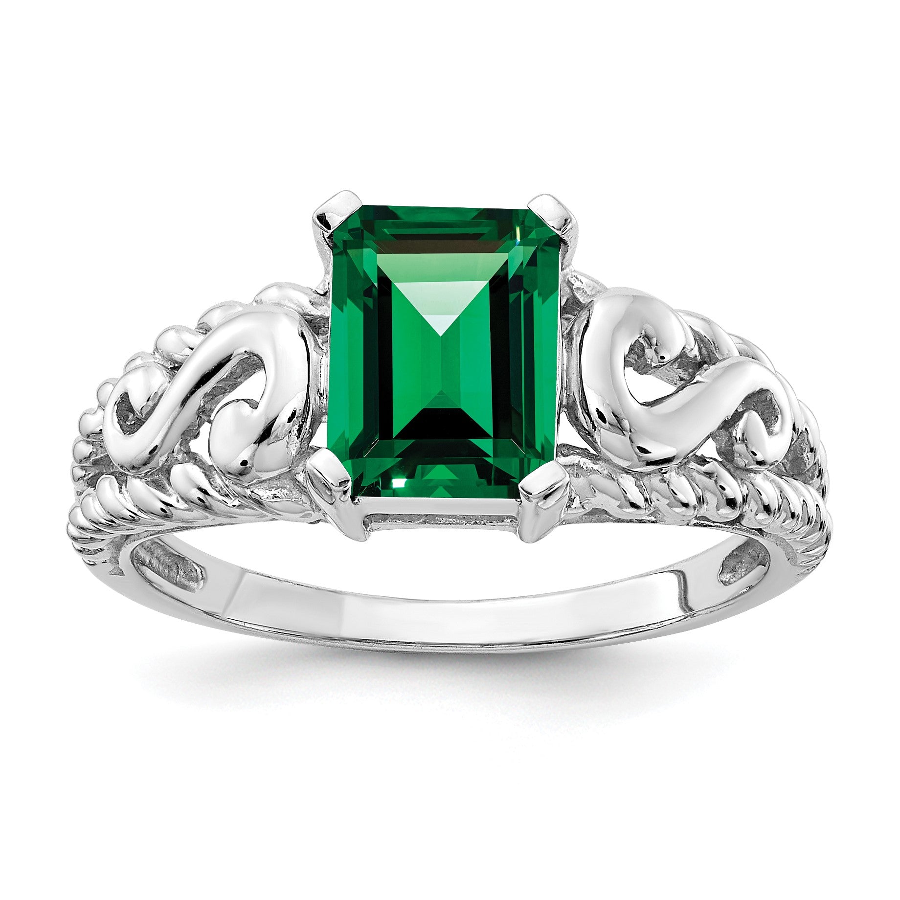 14k White Gold 8x6mm Emerald-cut Mount St. Helens Ring