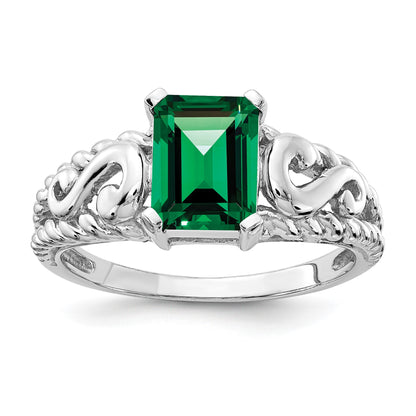 14k White Gold 8x6mm Emerald-cut Mount St. Helens Ring