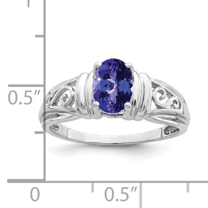 14k White Gold 7x5mm Oval Tanzanite Filigree Ring