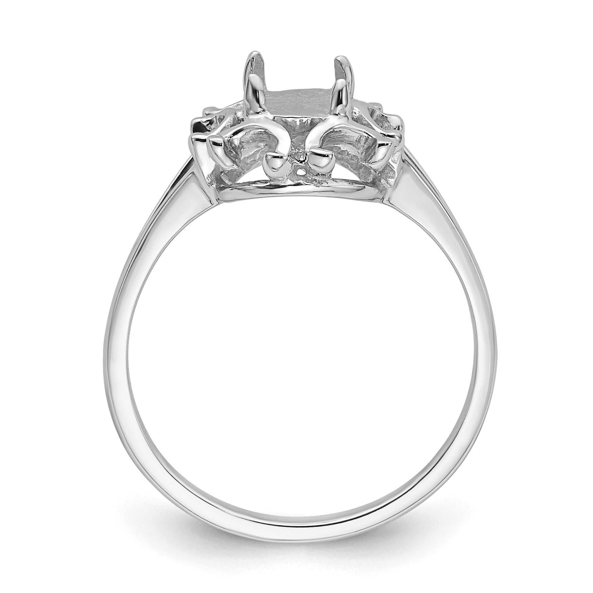 14k White Gold Holds 7x5mm Oval Gemstone Ring Mounting