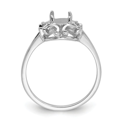 14k White Gold Holds 7x5mm Oval Gemstone Ring Mounting