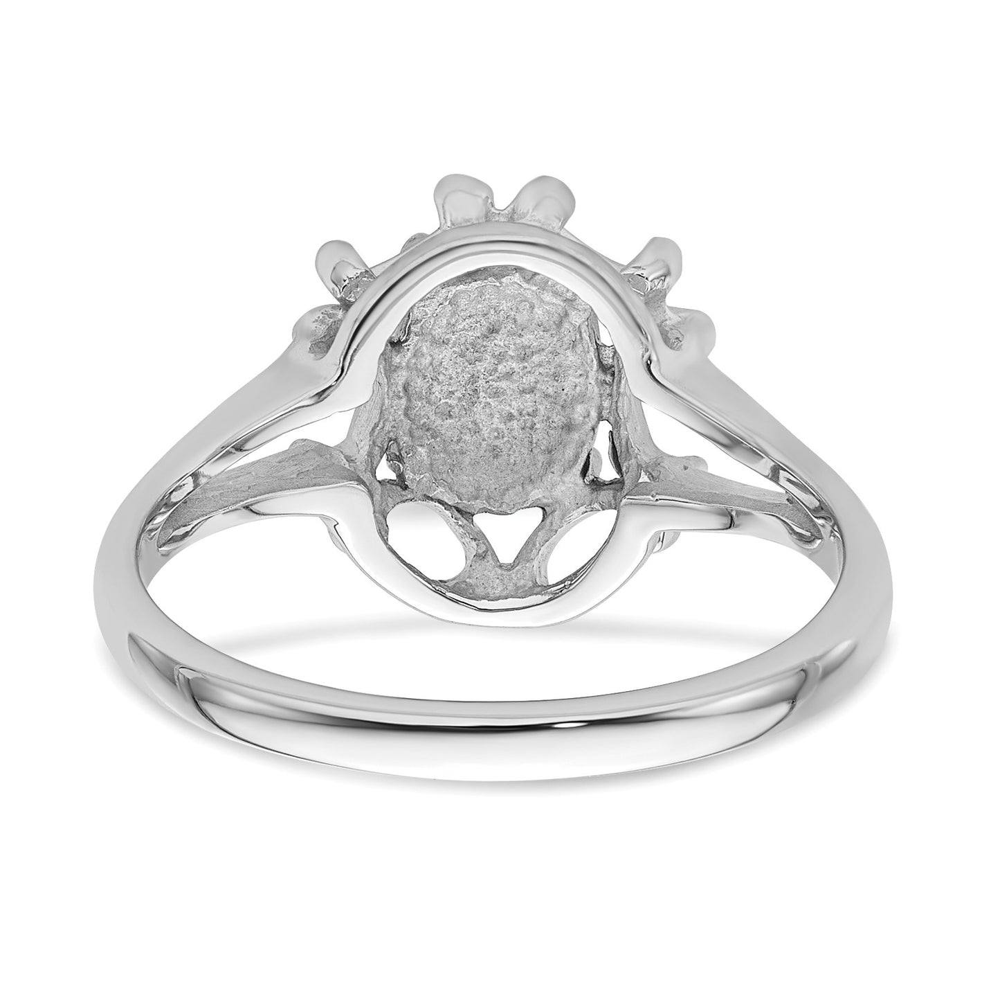 14k White Gold Holds 7x5mm Oval Gemstone Ring Mounting