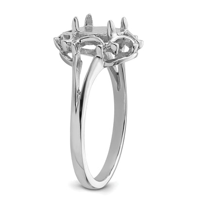 14k White Gold Holds 7x5mm Oval Gemstone Ring Mounting