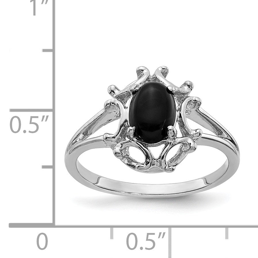 14k White Gold 7x5mm Oval Onyx Ring