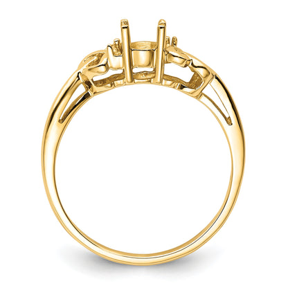 14k Holds 2-1.2mm Round and 1-6x4mm Oval Gemstone Ring Mounting