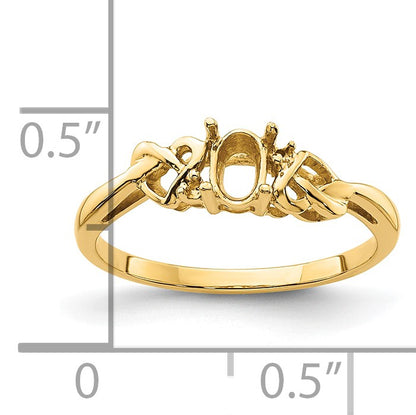 14k Holds 2-1.2mm Round and 1-6x4mm Oval Gemstone Ring Mounting