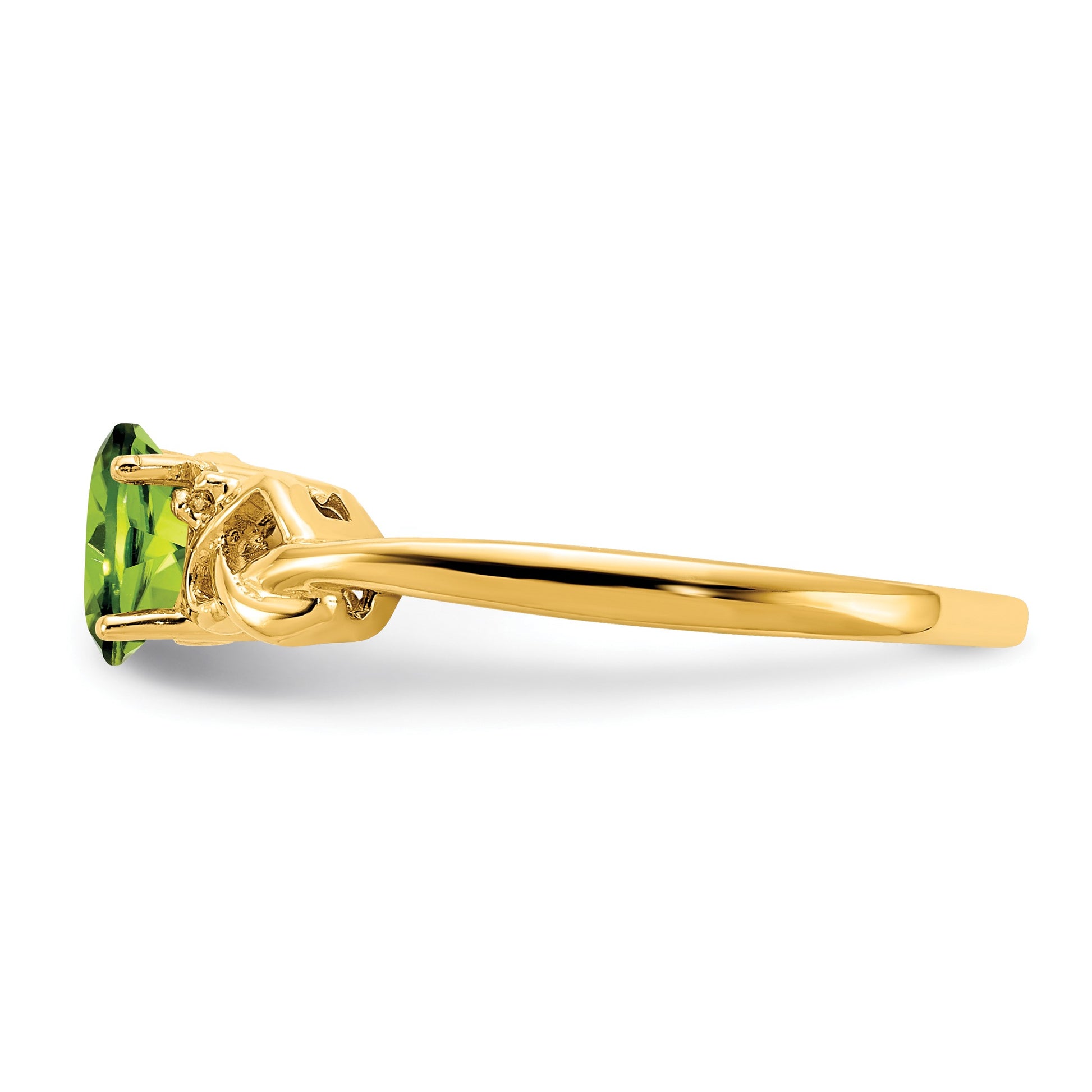 14k 6x4mm Oval Peridot and AA Diamond Ring