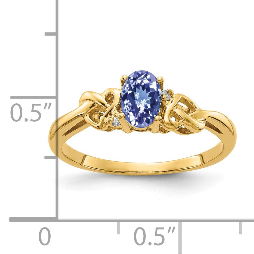 14k 6x4mm Oval Tanzanite and AA Diamond Ring