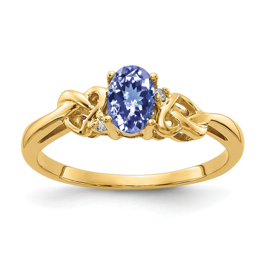 14k 6x4mm Oval Tanzanite and AA Diamond Ring