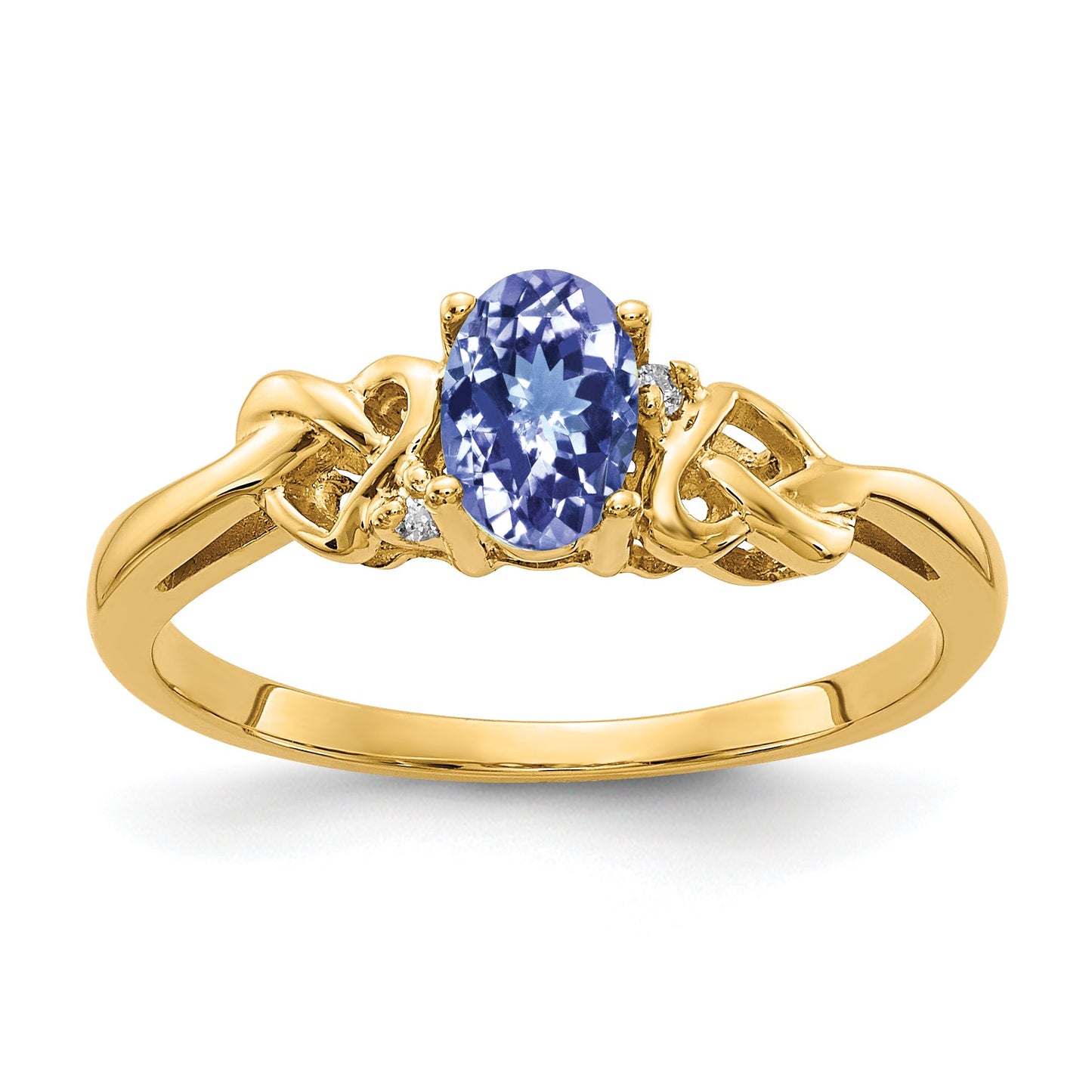 14k 6x4mm Oval Tanzanite and A Diamond Ring