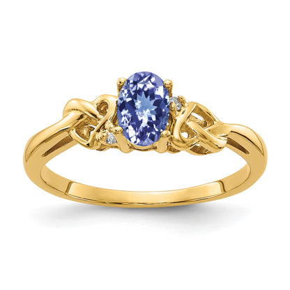 14k 6x4mm Oval Tanzanite and A Diamond Ring